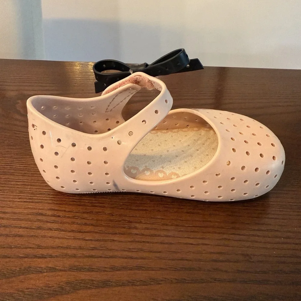 Mini Melissa Mary Jane Jelly Flats Pink Bow Toddler 7 20/21 Brazil